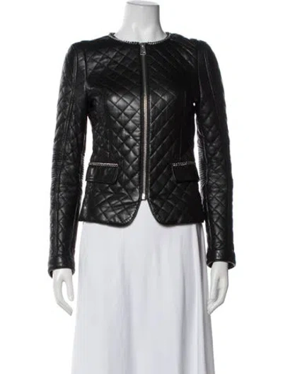 Pre-owned Anine Bing Leather Biker Jacket In Black