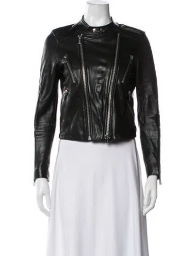 Pre-owned Anine Bing Leather Biker Jacket In Black