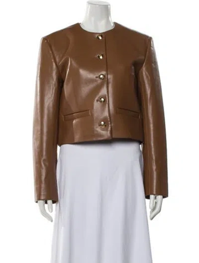 Pre-owned Anine Bing Leather Biker Jacket In Brown