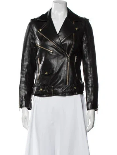 Pre-owned Anine Bing Leather Biker Jacket In Brown