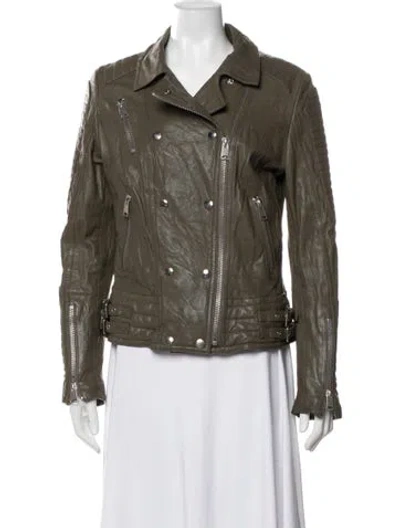 Pre-owned Anine Bing Leather Biker Jacket In Neutral