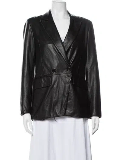 Pre-owned Anine Bing Leather Blazer In Black
