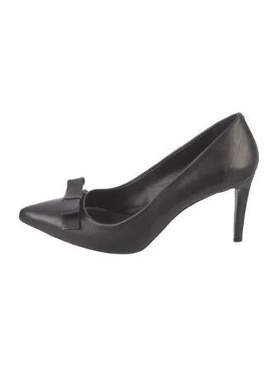 Pre-owned Anine Bing Leather Bow Accents Pumps In Brown