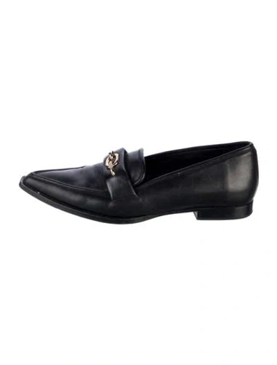 Pre-owned Anine Bing Leather Chain-link Accents Loafers In Black
