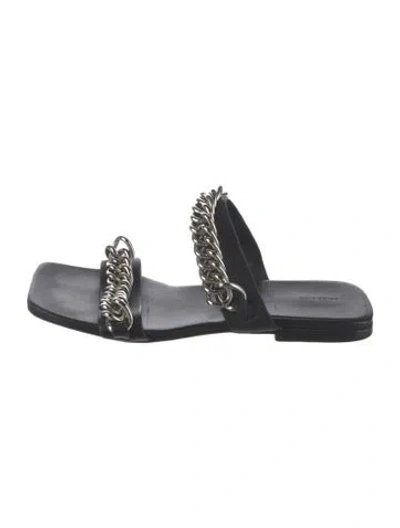 Pre-owned Anine Bing Leather Chain-link Accents Sandals In Black