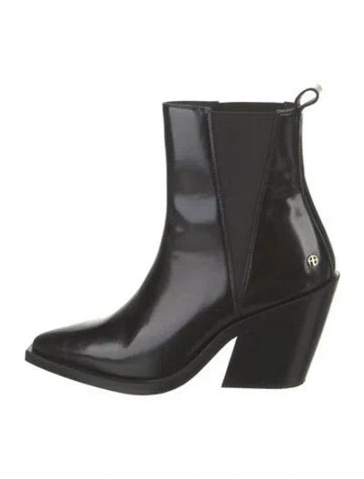 Pre-owned Anine Bing Leather Chelsea Boots In Black