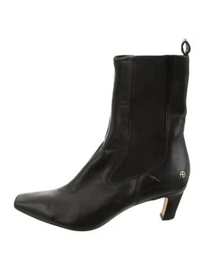 Pre-owned Anine Bing Leather Chelsea Boots In Black
