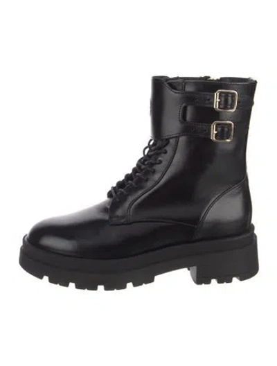 Pre-owned Anine Bing Leather Combat Boots In Black