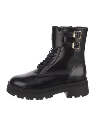 Pre-owned Anine Bing Leather Combat Boots In Black