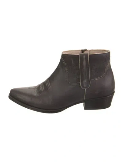 Pre-owned Anine Bing Leather Distressed Accents Boots In Black
