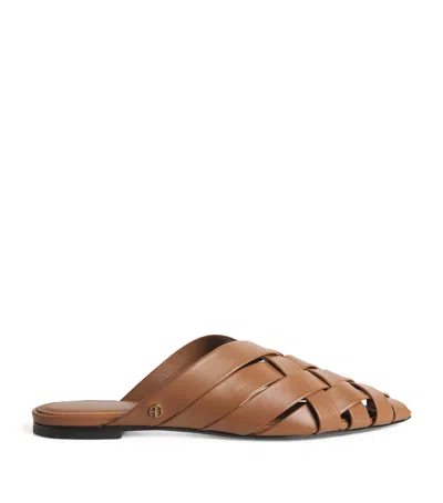 Anine Bing Leather Eve Flats In Brown