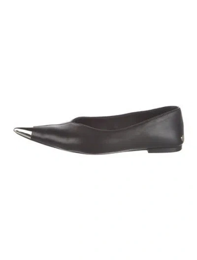 Pre-owned Anine Bing Leather Flats In Black