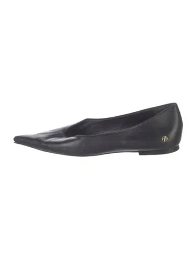 Pre-owned Anine Bing Leather Flats In Black