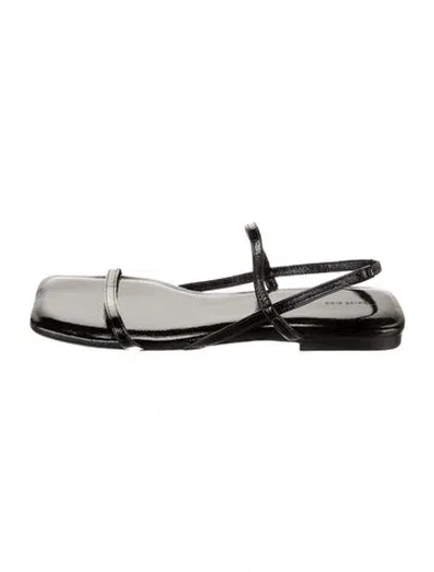 Pre-owned Anine Bing Leather Flats In Black