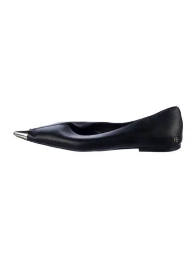 Pre-owned Anine Bing Leather Flats In Black