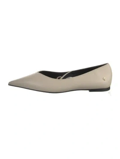 Pre-owned Anine Bing Leather Flats In Neutral