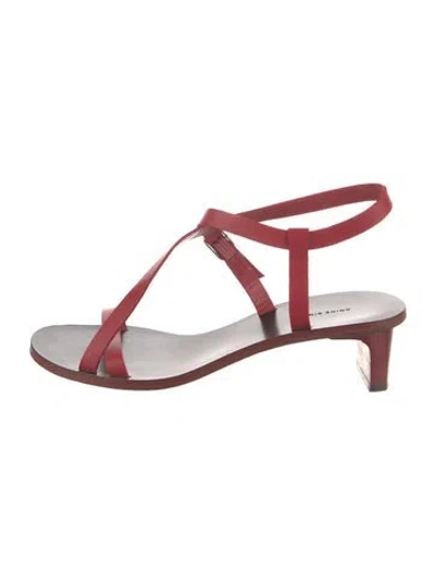 Pre-owned Anine Bing Leather Flats In Red