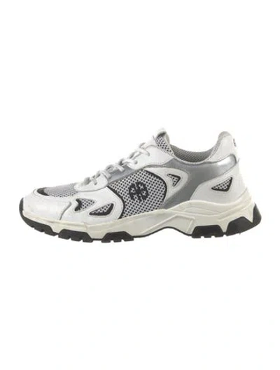 Pre-owned Anine Bing Leather Graphic Print Athletic Sneakers In White