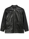 Anine Bing Long Sleeve Leather Jacket In 黑色