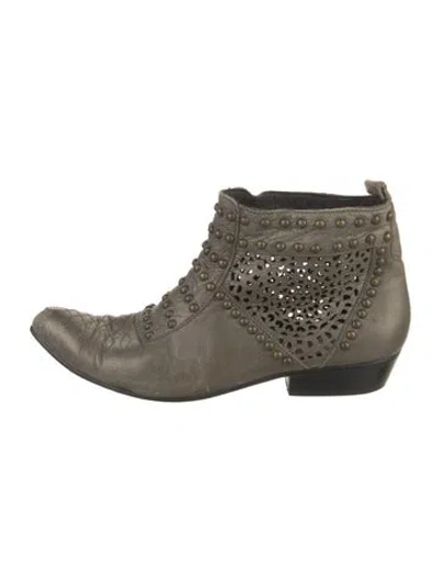Pre-owned Anine Bing Leather Lasercut Accents Lace-up Boots In Neutral