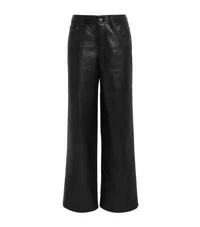 Anine Bing Leather Manon Wide-leg Trousers In Black