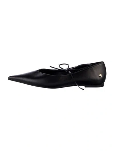 Pre-owned Anine Bing Leather Mary Jane Flats In Black