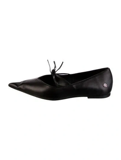 Pre-owned Anine Bing Leather Mary Jane Flats In Black
