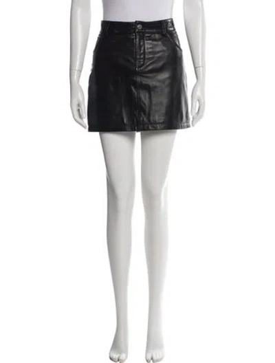 Pre-owned Anine Bing Leather Mini Skirt In Black