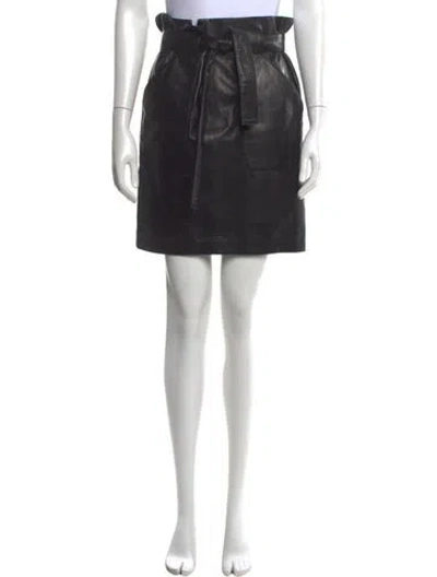 Pre-owned Anine Bing Leather Mini Skirt In Black