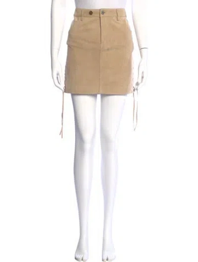Pre-owned Anine Bing Leather Mini Skirt In Neutral