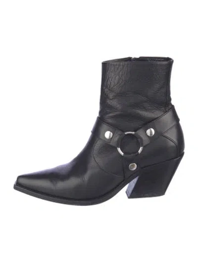 Pre-owned Anine Bing Leather Moto Boots In Black