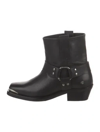 Pre-owned Anine Bing Leather Moto Boots In Black