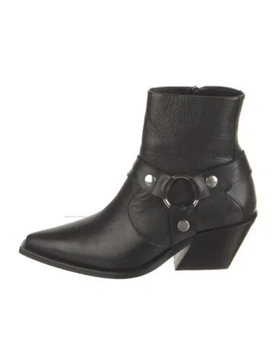 Pre-owned Anine Bing Leather Moto Boots In Black