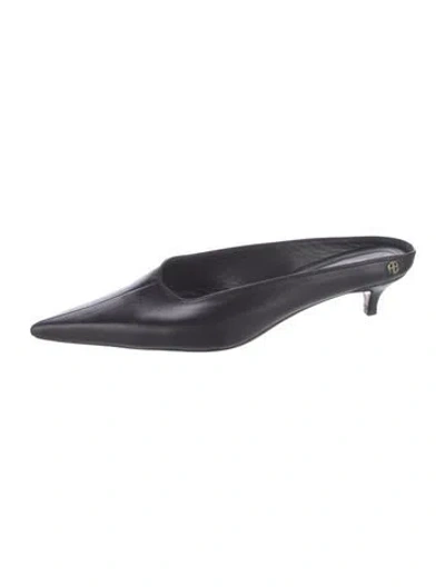 Pre-owned Anine Bing Leather Mules In Black
