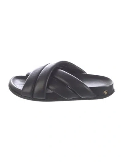 Pre-owned Anine Bing Leather Mules In Black