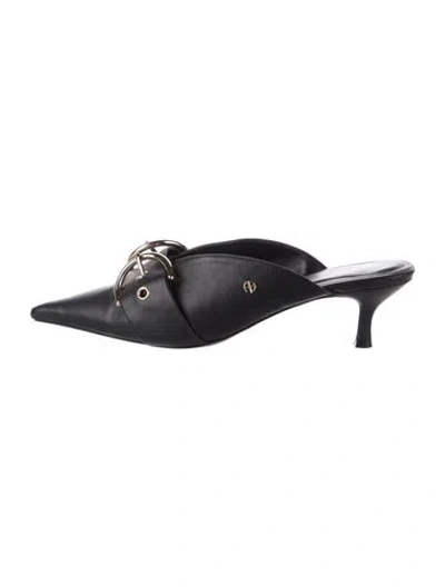 Pre-owned Anine Bing Leather Mules In Black