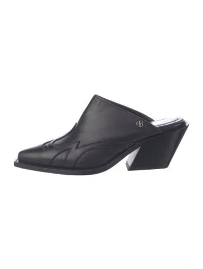 Pre-owned Anine Bing Leather Mules In Black/blue