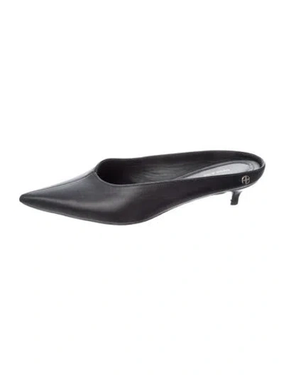 Pre-owned Anine Bing Leather Mules In Gray