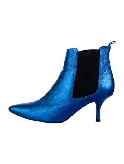 Pre-owned Anine Bing Leather Printed Chelsea Boots