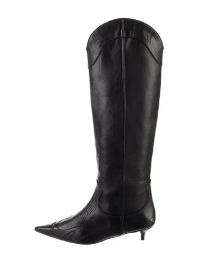 Pre-owned Anine Bing Leather Riding Boots In Black
