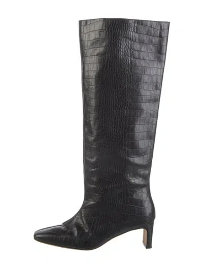 Pre-owned Anine Bing Leather Riding Boots In Black