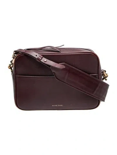 Pre-owned Anine Bing Leather Shoulder Bag In Burgundy