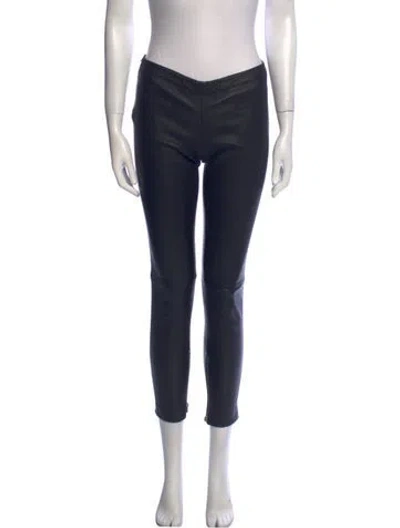 Pre-owned Anine Bing Leather Skinny Leg Pants In Black