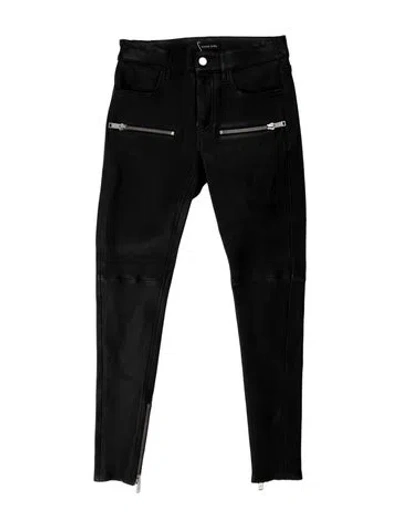 Pre-owned Anine Bing Leather Skinny Leg Pants In Black