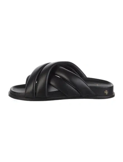 Pre-owned Anine Bing Leather Slides In Black