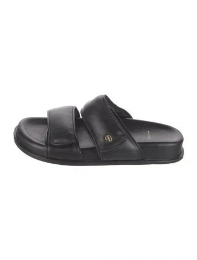 Pre-owned Anine Bing Leather Slides In Black