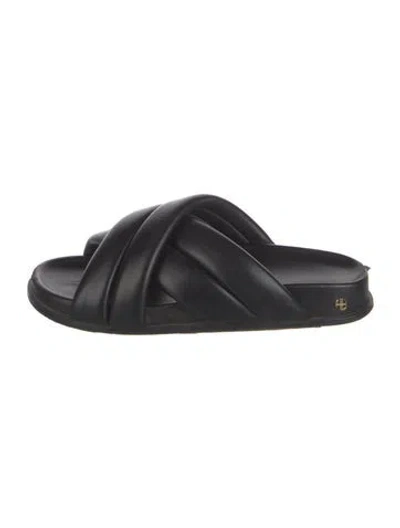 Pre-owned Anine Bing Leather Slides In Black
