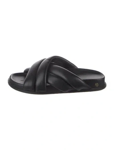 Pre-owned Anine Bing Leather Slides In Black