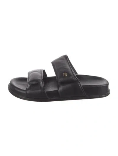 Pre-owned Anine Bing Leather Slides In Black