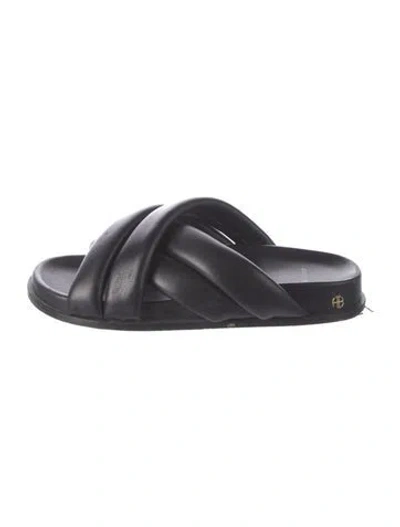 Pre-owned Anine Bing Leather Slides In Black